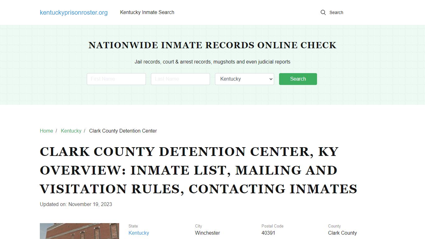 Clark County Detention Center, KY: Offender Search, Visitation ...