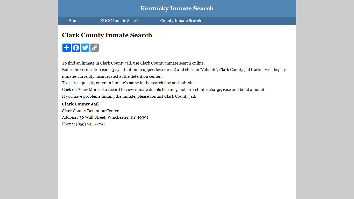 Clark County Inmate Search